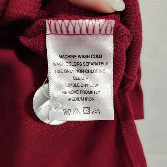 Roamans Red Thermal Waffle Knit Top Women Size M Shawl Collar Long Sleeve - Picture 6 of 6